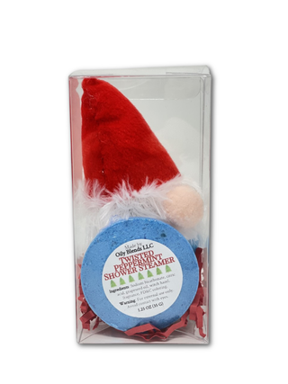 Gnome Christmas Shower Steamer and Plush Gift Set: Twisted Peppermint