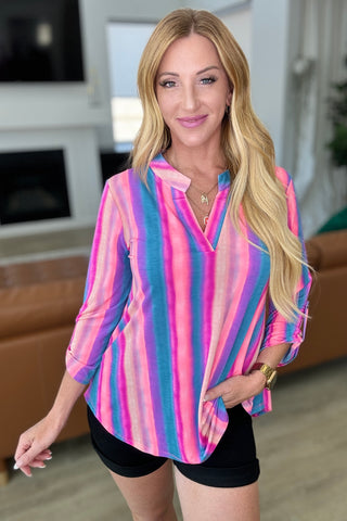 Lizzy Top in Blue and Pink Stripe