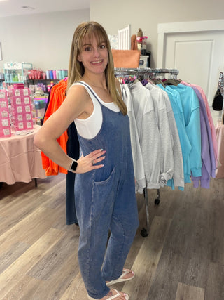 Mineral Wash Spaghetti Strap Jumpsuit