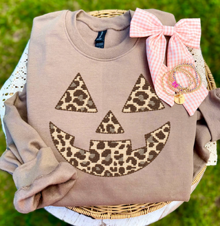 Leopard O’ Lantern Faux Stitch Graphic Tee