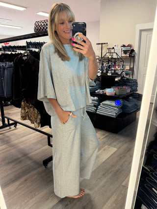 Brushed Stretch Boxy Top & Wide Leg Pant Set