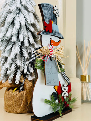 Cardinal Snowman Shelf Sitters