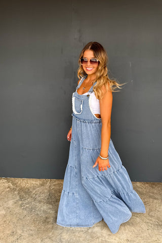 Boho & Lace Denim Overalls