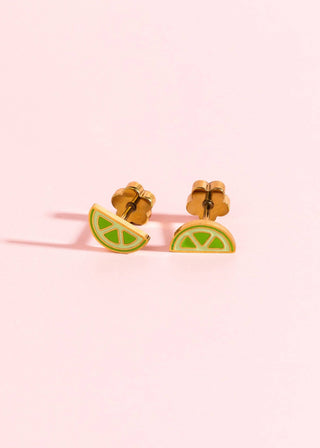 Lime Slice Flatback Earrings