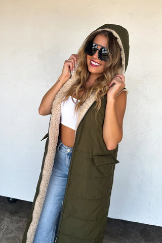 PREORDER: Reversible Sherpa Puffer Vest