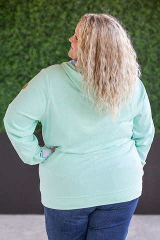 HalfZip Hoodie - Mint with Blue and Mint Checker