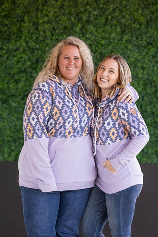 Hailey Pullover Hoodie - Lavender and Dark Geometric MM EXCLUSIVE