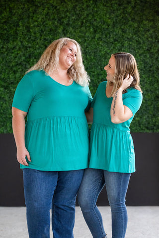 Sarah Ruffle Short Sleeve - Teal