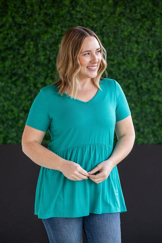 Sarah Ruffle Short Sleeve - Teal