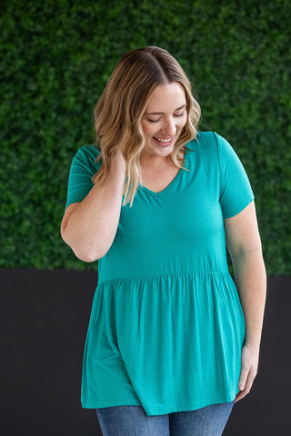 Sarah Ruffle Short Sleeve - Teal