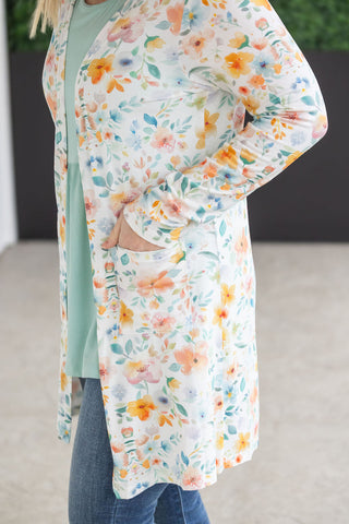 Classic Cardigan - Watercolor Floral