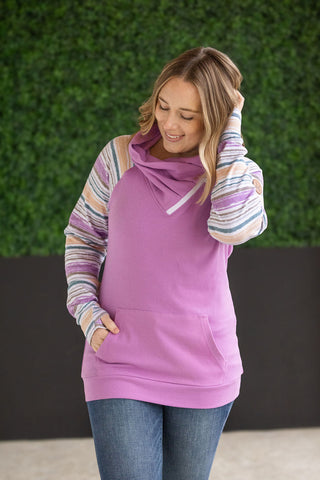 Zoey ZipCowl Sweatshirt - Mauve and Stripes