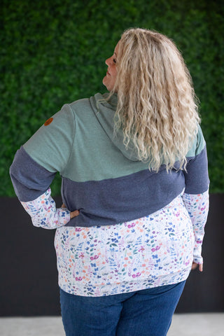 Colorblock Fullzip - Sage, Navy, Floral Paradise