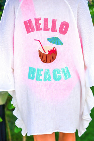PREORDER- Hello Beach Sequin Embroidery Coverup