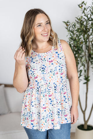 Renee Ruffle Tank Top - Floral Paradise