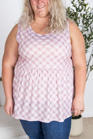 Renee Ruffle Tank Top - Pearl Pink Floral