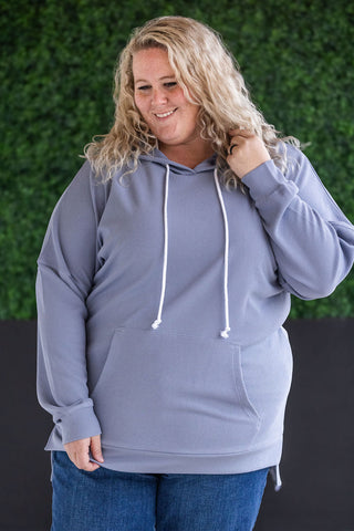 Kacey Ribbed Hoodie - Dusty Blue