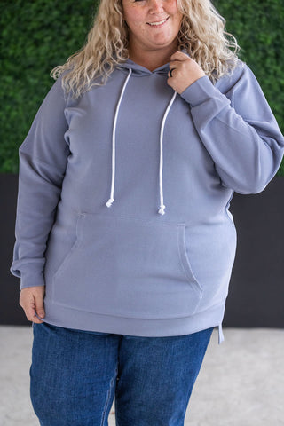 Kacey Ribbed Hoodie - Dusty Blue