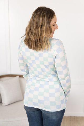 Blair Long Sleeve Top - Blue and Mint Checker