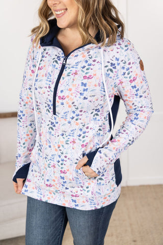 HalfZip Hoodie - Floral Paradise and Navy