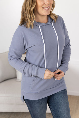 Kacey Ribbed Hoodie - Dusty Blue