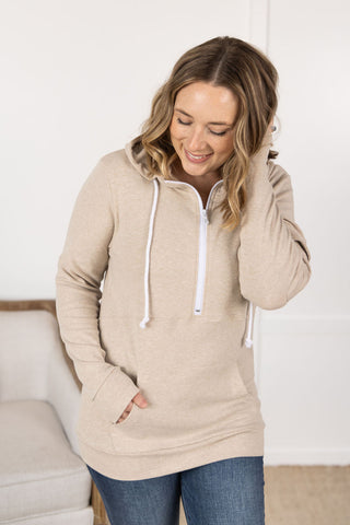 Pixie Pocket Halfzip Hoodie - Oatmeal