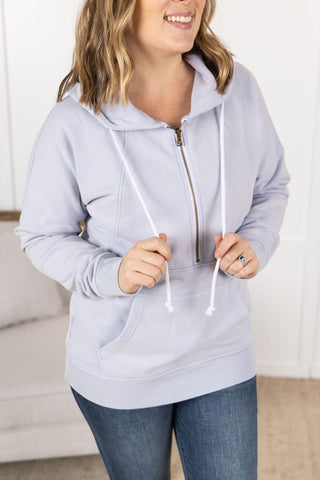 Vintage Wash HalfZip Hoodies - Light Periwinkle