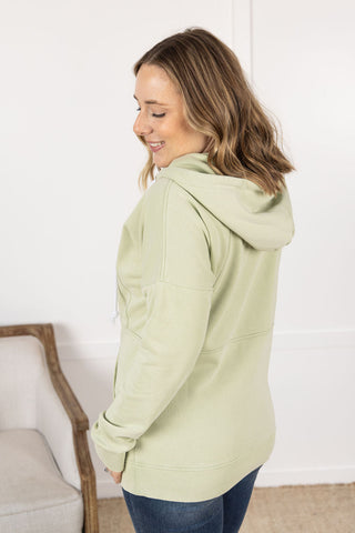 Vintage Wash HalfZip Hoodies - Tea Green