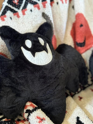 Halloween Velvet Pillow - Black Bat