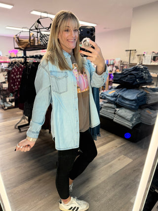 Risen Relaxed Fit Button Down Denim Shirt