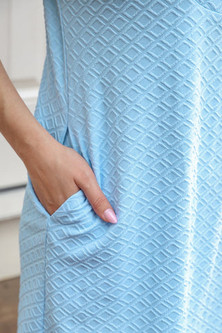 PREORDER- Ezra Textured Zipper Dress- Light Blue