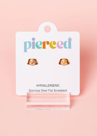 Brown Dog Flat-Back Earring