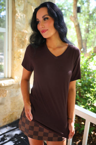 Jess Lea Basic Tee- Chocolate