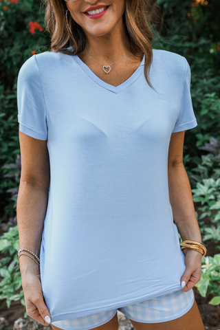 PREORDER- Jess Lea Basic Tee- Light Blue