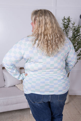 Blair Long Sleeve Top - Blue and Mint Checker