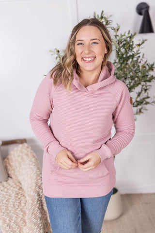 Tatum Textured Pullover Hoodie - Rose