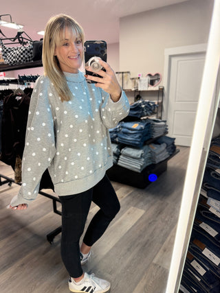 Oversized Polka Dot Scuba Pullover