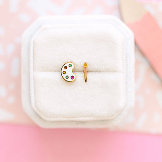 Paint Pallet & Brush Stud Earrings