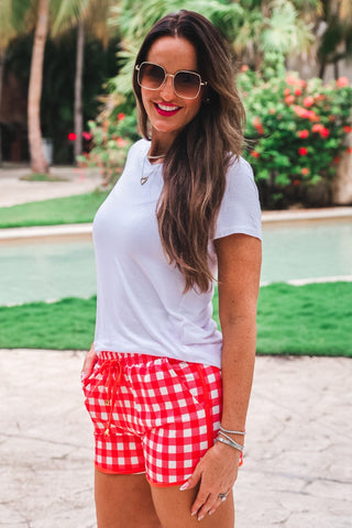 PREORDER- Red Gingham Everyday Shorts