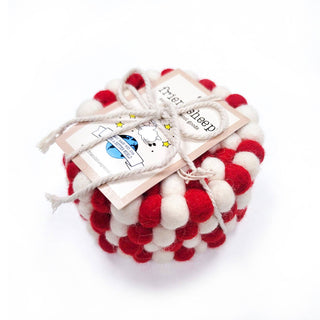 Candy Cane Set of 5 - 4x Eco Coasters + Eco Trivet