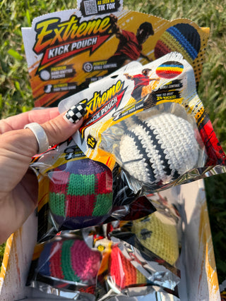 Extreme Retro Hand-Knitted Kick Pouch Footbag