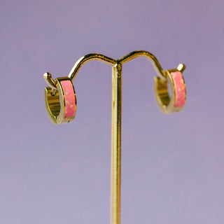 Neon Pink Opal Huggies