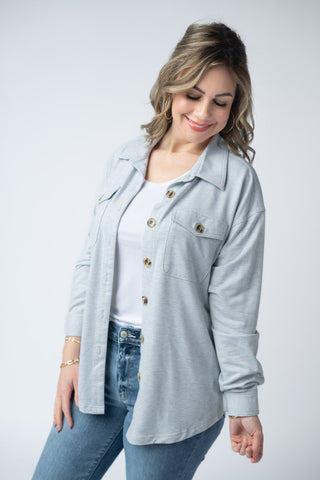 Brenna Button Down Top - Grey