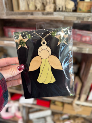 Wood Grain Angel Ornament