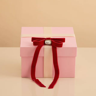 Holiday Velvet & Gemstone Bow Hair Clip