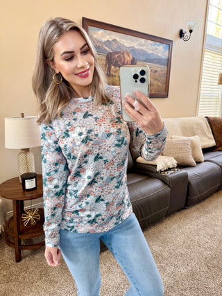 Blair Long Sleeve Top - Ditsy Blush Floral