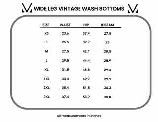 Wide Leg Vintage Wash Bottoms - Winter Blue