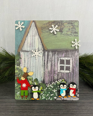 Moose with Candy Cane Magnet