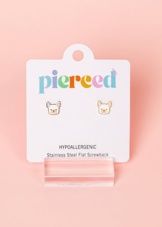 White Dog Flat-Back Earring
