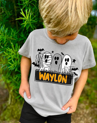 Custom Boy Ghost Nameplate Graphic Tee